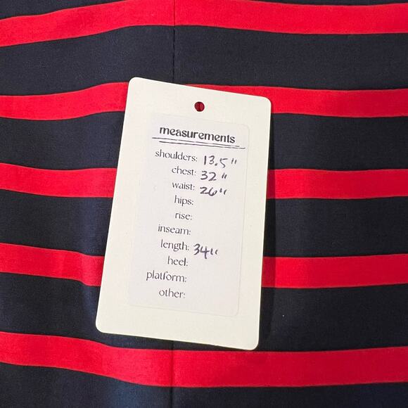GAP Striped Short Sleeve V-Neck Fit & Flare Mini Dress Pockets Red Blue Womens 0 - Picture 12 of 12